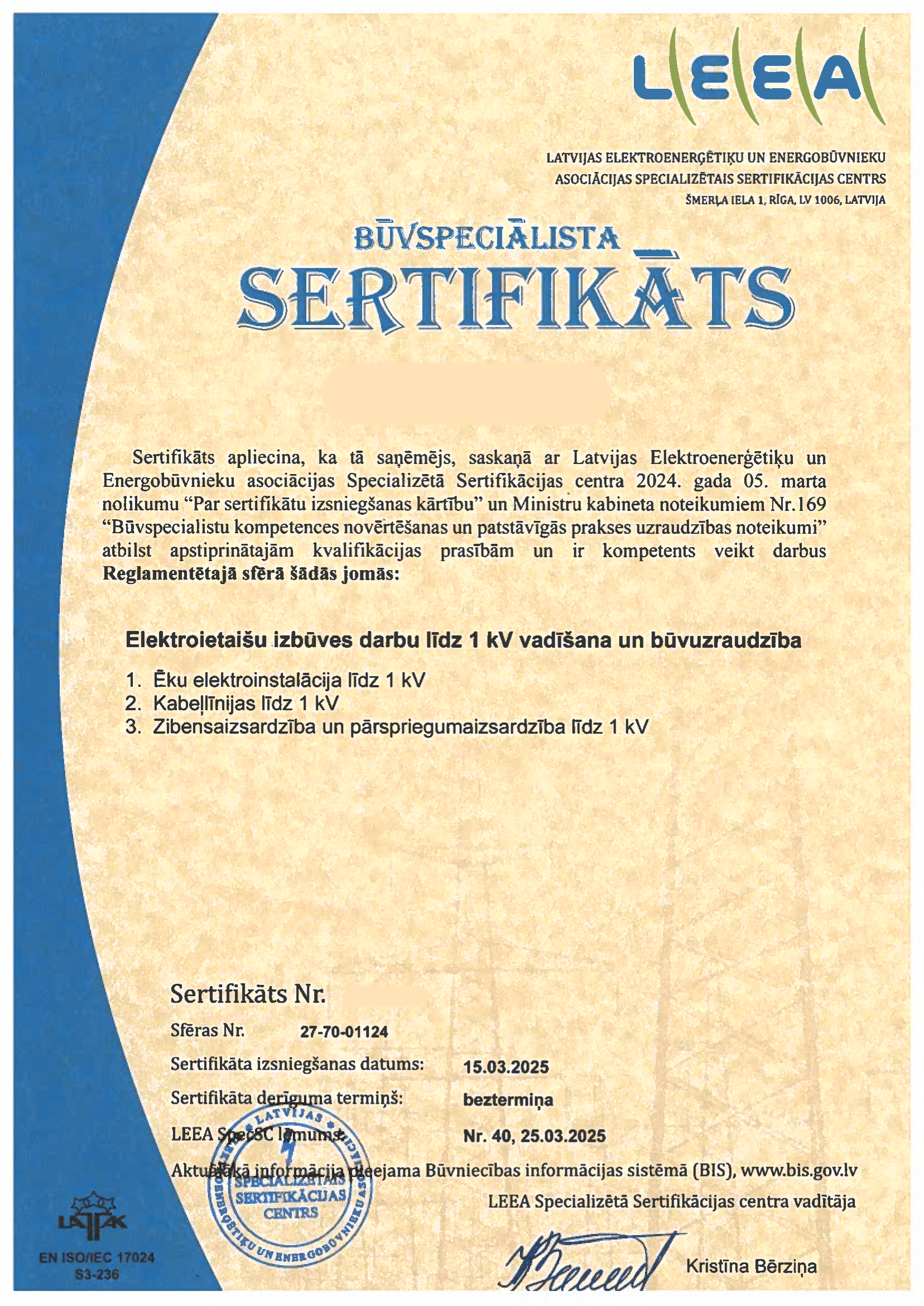 LEEA Certificate
